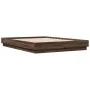 Bed frame with LED lights brown oak 150x200 cm by , Beds and slatted bases - Ref: Foro24-3209792, Price: 181,02 €, Discount: %