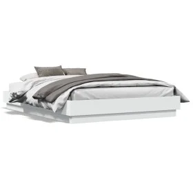 Bed frame with white LED lights 135x190 cm by , Beds and slatted bases - Ref: Foro24-3209814, Price: 151,81 €, Discount: %