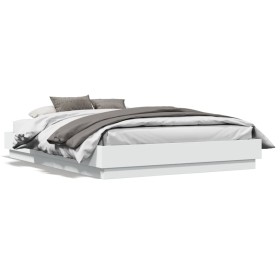 Estructura de cama con luces LED blanco 135x190 cm de , Camas y somieres - Ref: Foro24-3209814, Precio: 159,83 €, Descuento: %