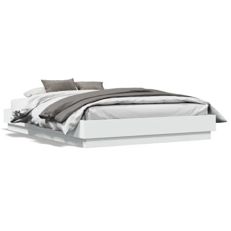 Bed frame with white LED lights 135x190 cm by , Beds and slatted bases - Ref: Foro24-3209814, Price: 151,81 €, Discount: %