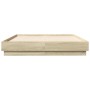 Bed frame with LED lights Sonoma oak 135x190 cm by , Beds and slatted bases - Ref: Foro24-3209816, Price: 139,00 €, Discount: %