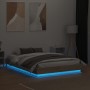 Bed frame with LED lights Sonoma oak 140x190 cm by , Beds and slatted bases - Ref: Foro24-3209809, Price: 145,55 €, Discount: %