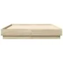 Estructura de cama con luces LED roble Sonoma 140x190 cm de , Camas y somieres - Ref: Foro24-3209809, Precio: 143,37 €, Descu...