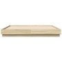 Bed frame with LED lights Sonoma oak 200x200 cm by , Beds and slatted bases - Ref: Foro24-3209767, Price: 156,96 €, Discount: %