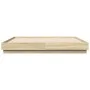 Bed frame with LED lights Sonoma oak 200x200 cm by , Beds and slatted bases - Ref: Foro24-3209767, Price: 155,17 €, Discount: %