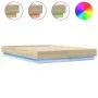 Bed frame with LED lights Sonoma oak 120x190 cm by , Beds and slatted bases - Ref: Foro24-3209823, Price: 130,55 €, Discount: %