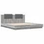 Bed frame headboard LED lights Sonoma gray 160x200 cm by , Beds and slatted bases - Ref: Foro24-3210001, Price: 218,49 €, Dis...