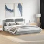 Bed frame headboard LED lights Sonoma gray 160x200 cm by , Beds and slatted bases - Ref: Foro24-3210001, Price: 218,49 €, Dis...