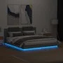 Bed frame headboard LED lights Sonoma gray 160x200 cm by , Beds and slatted bases - Ref: Foro24-3210001, Price: 218,49 €, Dis...