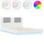 Bed frame with headboard and white LED lights 150x200 cm by , Beds and slatted bases - Ref: Foro24-3210003, Price: 200,35 €, ...