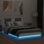 Bed frame with headboard and white LED lights 150x200 cm by , Beds and slatted bases - Ref: Foro24-3210003, Price: 200,35 €, ...