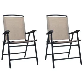 Folding garden chairs 2 units gray taupe textilene by vidaXL, Garden chairs - Ref: Foro24-47925, Price: 90,07 €, Discount: %