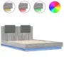 Bed frame headboard LED lights Sonoma gray 120x200 cm by , Beds and slatted bases - Ref: Foro24-3210022, Price: 185,61 €, Dis...