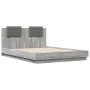 Bed frame headboard LED lights Sonoma gray 120x200 cm by , Beds and slatted bases - Ref: Foro24-3210022, Price: 185,61 €, Dis...
