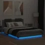 Bed frame headboard LED lights Sonoma gray 120x200 cm by , Beds and slatted bases - Ref: Foro24-3210022, Price: 185,61 €, Dis...