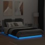 Estructura de cama cabecero luces LED gris Sonoma 120x200 cm