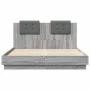 Bed frame headboard LED lights Sonoma gray 120x200 cm by , Beds and slatted bases - Ref: Foro24-3210022, Price: 185,61 €, Dis...