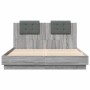 Estructura de cama cabecero luces LED gris Sonoma 120x200 cm
