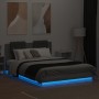 Bed frame headboard LED lights Sonoma gray 140x200 cm by , Beds and slatted bases - Ref: Foro24-3210015, Price: 197,00 €, Dis...