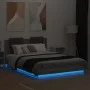 Bed frame headboard LED lights Sonoma gray 140x200 cm by , Beds and slatted bases - Ref: Foro24-3210015, Price: 197,61 €, Dis...