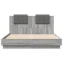 Bed frame headboard LED lights Sonoma gray 140x200 cm by , Beds and slatted bases - Ref: Foro24-3210015, Price: 197,61 €, Dis...