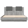 Estructura de cama cabecero luces LED gris Sonoma 140x200 cm de , Camas y somieres - Ref: Foro24-3210015, Precio: 197,00 €, D...