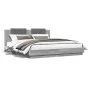 Bed frame headboard LED lights Sonoma gray 200x200 cm by , Beds and slatted bases - Ref: Foro24-3209987, Price: 273,45 €, Dis...