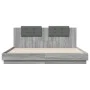 Bed frame headboard LED lights Sonoma gray 200x200 cm by , Beds and slatted bases - Ref: Foro24-3209987, Price: 273,45 €, Dis...