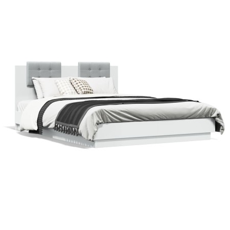 Bettgestell mit Kopfteil und weißen LED-Leuchten 120x200 cm von , Betten und Lattenroste - Ref: Foro24-3210017, Preis: 195,72...
