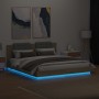 Bed frame headboard LED lights Sonoma oak 160x200 cm by , Beds and slatted bases - Ref: Foro24-3209998, Price: 200,47 €, Disc...
