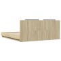 Bed frame headboard LED lights Sonoma oak 160x200 cm by , Beds and slatted bases - Ref: Foro24-3209998, Price: 200,47 €, Disc...
