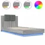 Bed frame headboard LED lights Sonoma gray 90x200 cm by , Beds and slatted bases - Ref: Foro24-3210036, Price: 168,63 €, Disc...