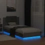 Bed frame headboard LED lights Sonoma gray 90x200 cm by , Beds and slatted bases - Ref: Foro24-3210036, Price: 168,63 €, Disc...