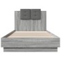 Bed frame headboard LED lights Sonoma gray 90x200 cm by , Beds and slatted bases - Ref: Foro24-3210036, Price: 170,61 €, Disc...