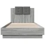 Bed frame headboard LED lights Sonoma gray 90x200 cm by , Beds and slatted bases - Ref: Foro24-3210036, Price: 168,63 €, Disc...
