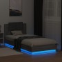Bed frame headboard LED lights Sonoma gray 100x200 cm by , Beds and slatted bases - Ref: Foro24-3210029, Price: 174,47 €, Dis...