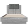 Bed frame headboard LED lights Sonoma gray 100x200 cm by , Beds and slatted bases - Ref: Foro24-3210029, Price: 174,47 €, Dis...