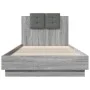 Bed frame headboard LED lights Sonoma gray 100x200 cm by , Beds and slatted bases - Ref: Foro24-3210029, Price: 172,40 €, Dis...