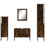 Set de muebles de baño 4 piezas madera contrachapada roble humo