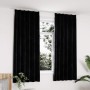Cortinas opacas con ganchos 2 pzas terciopelo negro 140x175 cm