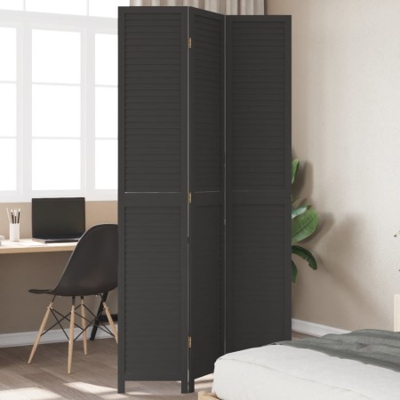 Black Paulownia solid wood 3-panel dividing screen by , Room dividers - Ref: Foro24-358848, Price: 115,51 €, Discount: %