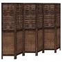 Biombo separador de 6 paneles madera paulownia marrón oscuro de , Divisores de ambientes - Ref: Foro24-358713, Precio: 160,88...