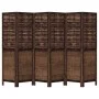 Biombo separador de 6 paneles madera paulownia marrón oscuro de , Divisores de ambientes - Ref: Foro24-358713, Precio: 160,88...