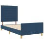 Estructura de cama con cabecera Azul 100 x 200 cm tela