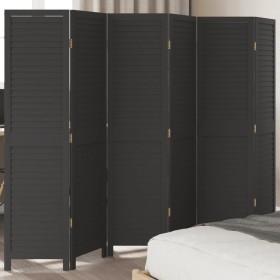 Black Paulownia solid wood 6-panel dividing screen by , Room dividers - Ref: Foro24-358857, Price: 173,26 €, Discount: %