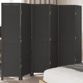 Black Paulownia solid wood 6-panel dividing screen by , Room dividers - Ref: Foro24-358857, Price: 154,69 €, Discount: %