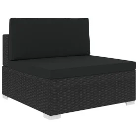 Asiento seccional central y cojines 1 ud ratán sintético negro by vidaXL, Modular outdoor sofas - Ref: Foro24-46796, Price: 1...