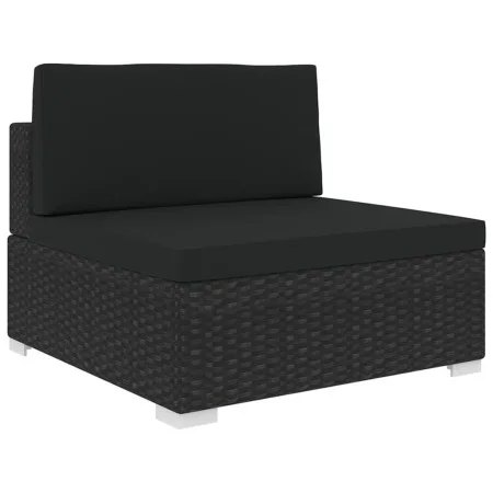 Asiento seccional central y cojines 1 ud ratán sintético negro by vidaXL, Modular outdoor sofas - Ref: Foro24-46796, Price: 1...