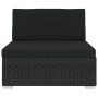 Asiento seccional central y cojines 1 ud ratán sintético negro by vidaXL, Modular outdoor sofas - Ref: Foro24-46796, Price: 1...