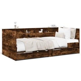 Liege mit Schubladen aus geräuchertem Eichenholz, 75 x 190 cm von , Betten und Lattenroste - Ref: Foro24-3280864, Preis: 168,...